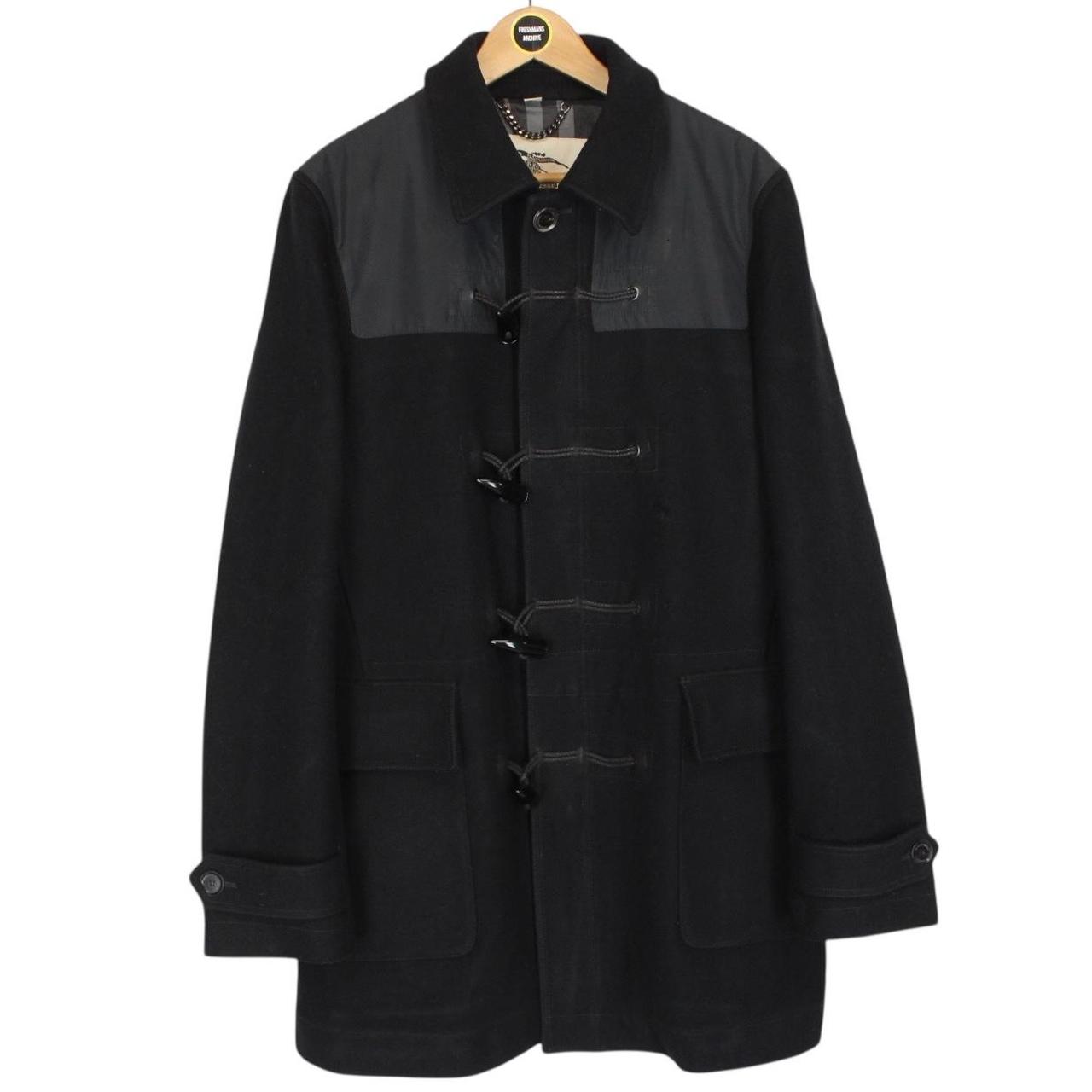 Burberry Black Nova Check Lined Wool Duffle Coat