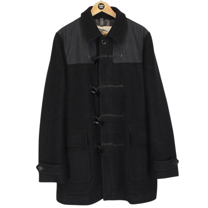 Burberry Black Nova Check Lined Wool Duffle Coat