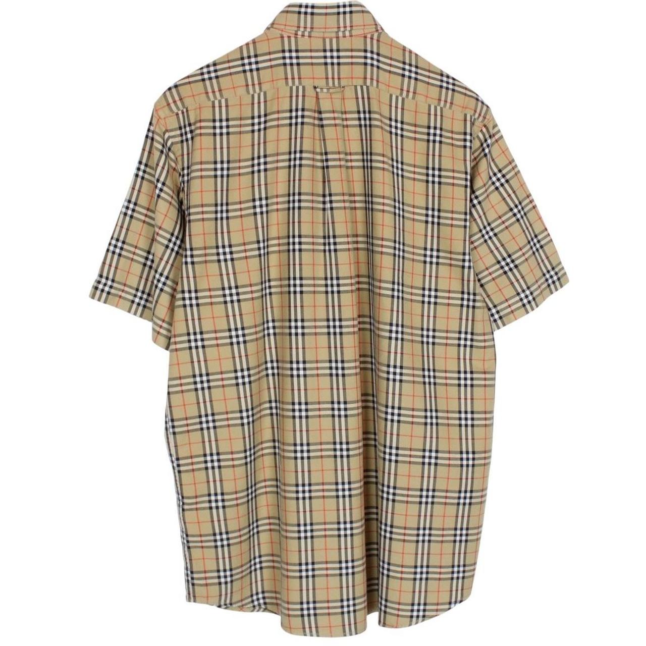 Vintage Burberry London Tan Brown Nova Check Short Sleeve Cotton Shirt