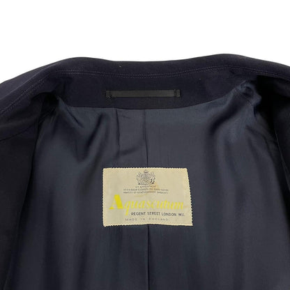 Vintage 90s Aquascutum Navy Blue Virgin Wool Overcoat