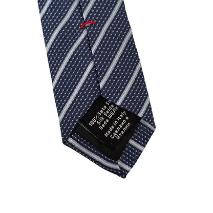 Hugo Boss Navy Blue Striped Silk Tie