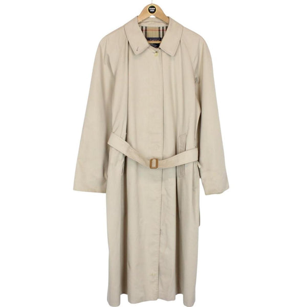Vintage 90s Burberry Beige Single Breasted Belted Trench Coat