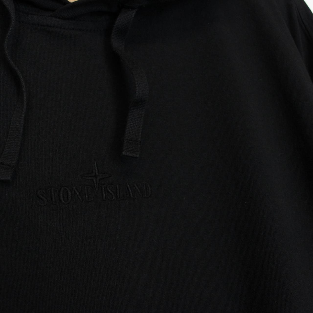 Stone Island Black Embroidered Logo Cotton Hoodie Jumper