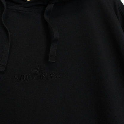 Stone Island Black Embroidered Logo Cotton Hoodie Jumper