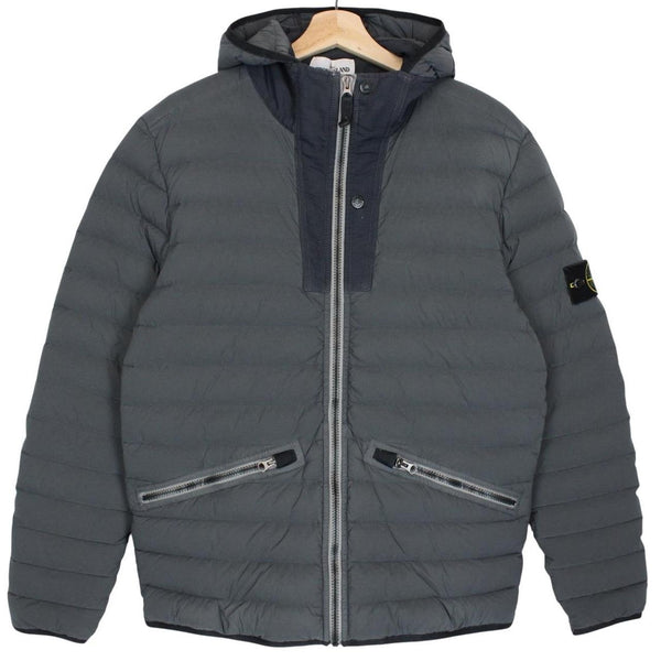 Stone Island AW 2019 Grey Loom Woven Chambers Stretch Nylon TC Down Jacket