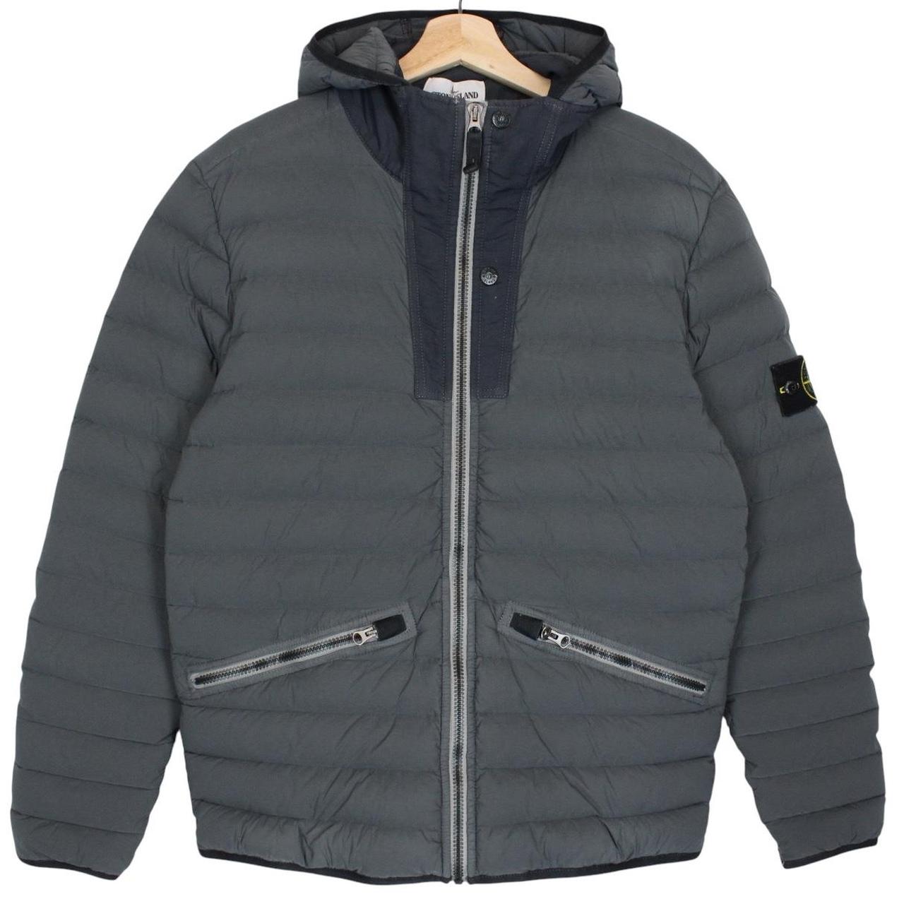 Stone Island AW 2019 Grey Loom Woven Chambers Stretch Nylon TC Down Jacket