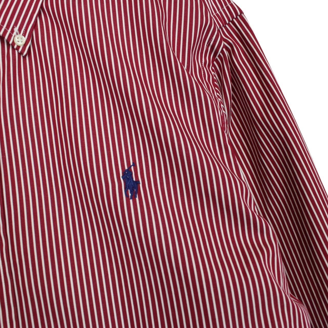 Polo Ralph Lauren Red and White Striped Long Sleeve Cotton Shirt