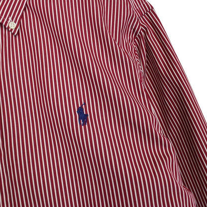 Polo Ralph Lauren Red and White Striped Long Sleeve Cotton Shirt