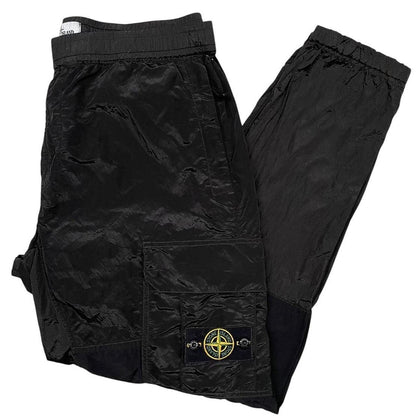 Stone Island SS 2019 Black RE-T Fit Nylon Cargo Trousers