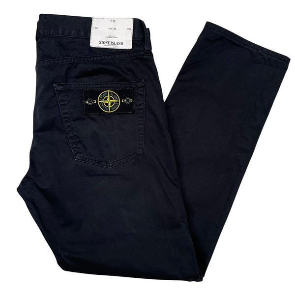 Stone Island AW 2018 Black Slim Fit Cotton Trousers