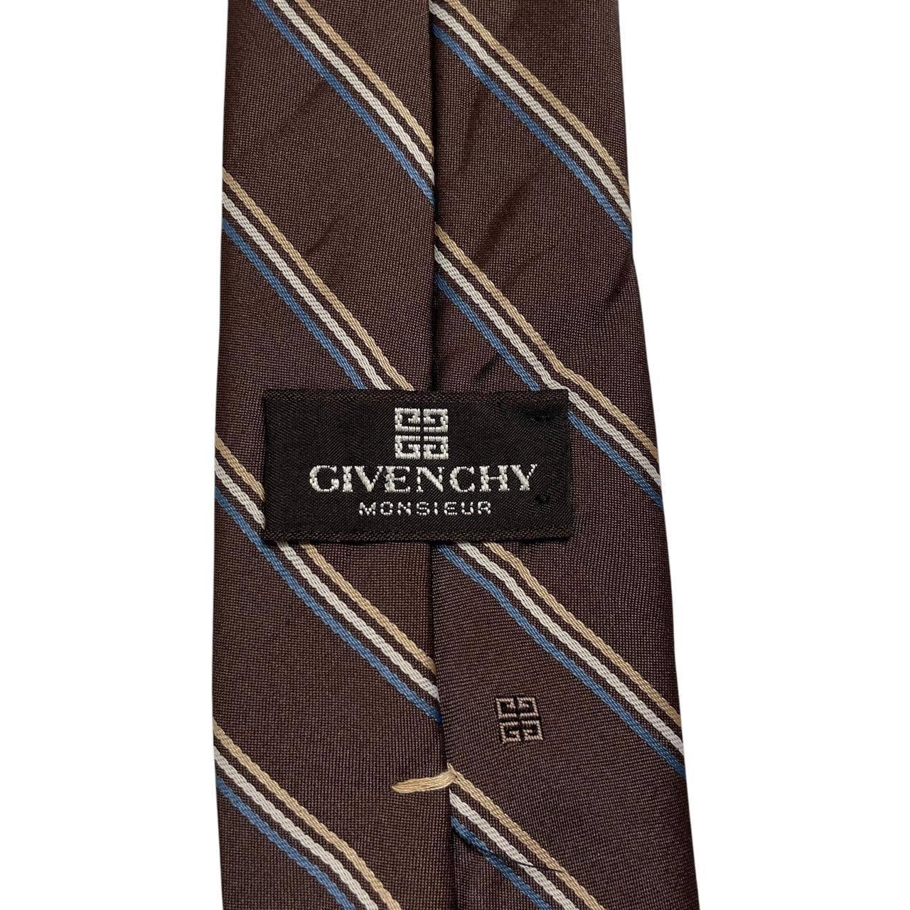 Vintage Givenchy Brown Striped Polyester Tie