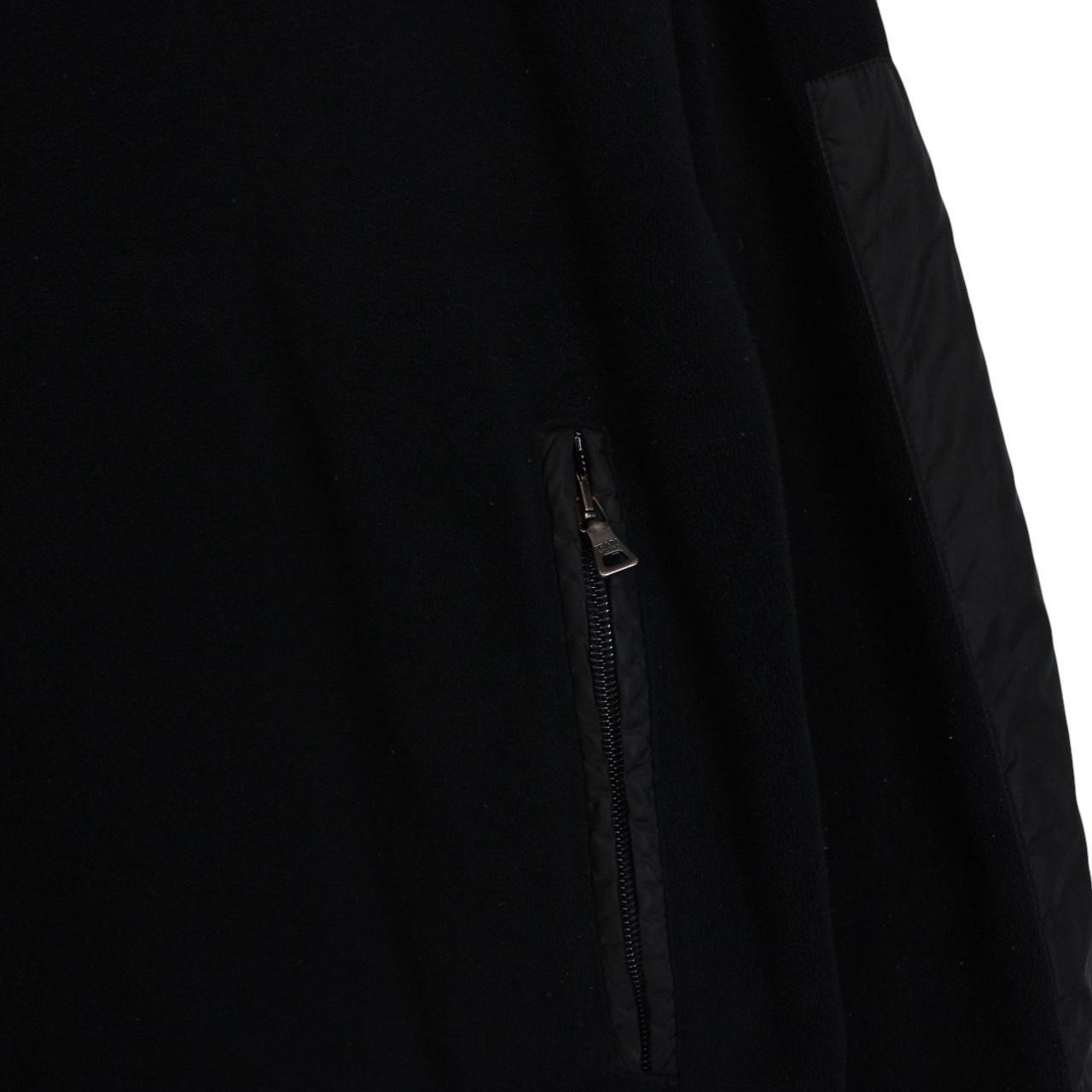 Prada Sport Black Full Zip Nylon Hooded Fleece Jacket
