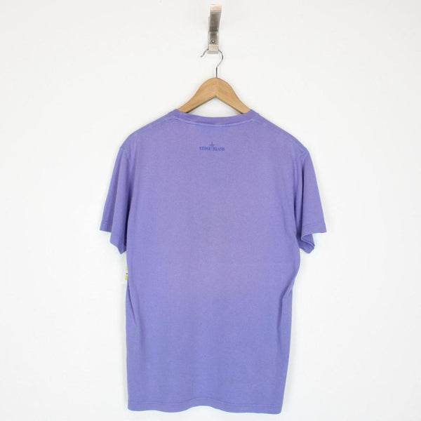 Stone Island Purple Short Sleeve Reflective Logo Print Cotton T-Shirt