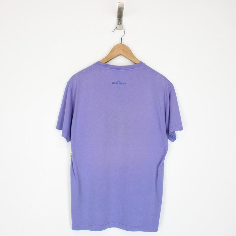 Stone Island Purple Short Sleeve Reflective Logo Print Cotton T-Shirt