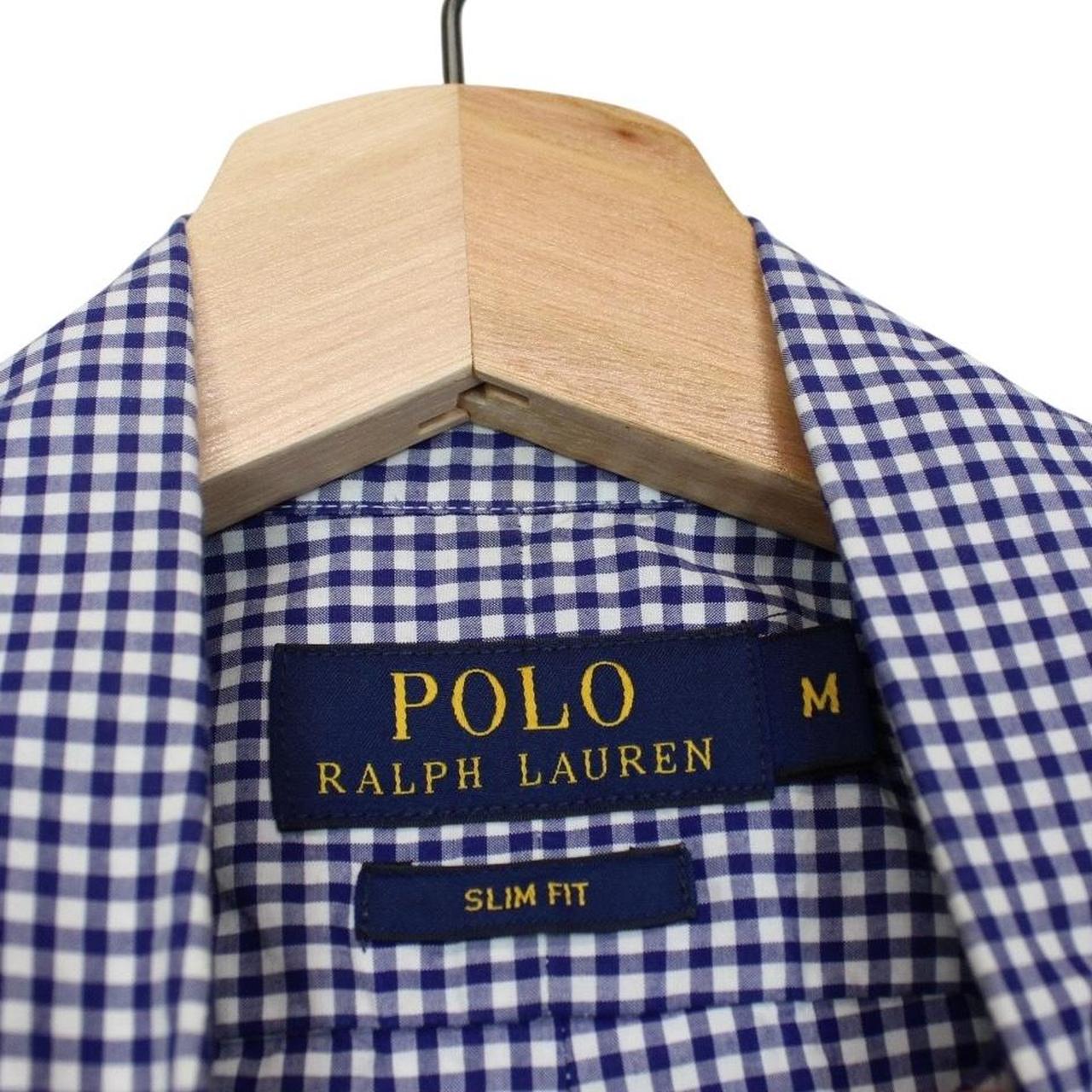 Polo Ralph Lauren Blue and White Gingham Check Long Sleeve Cotton Shirt