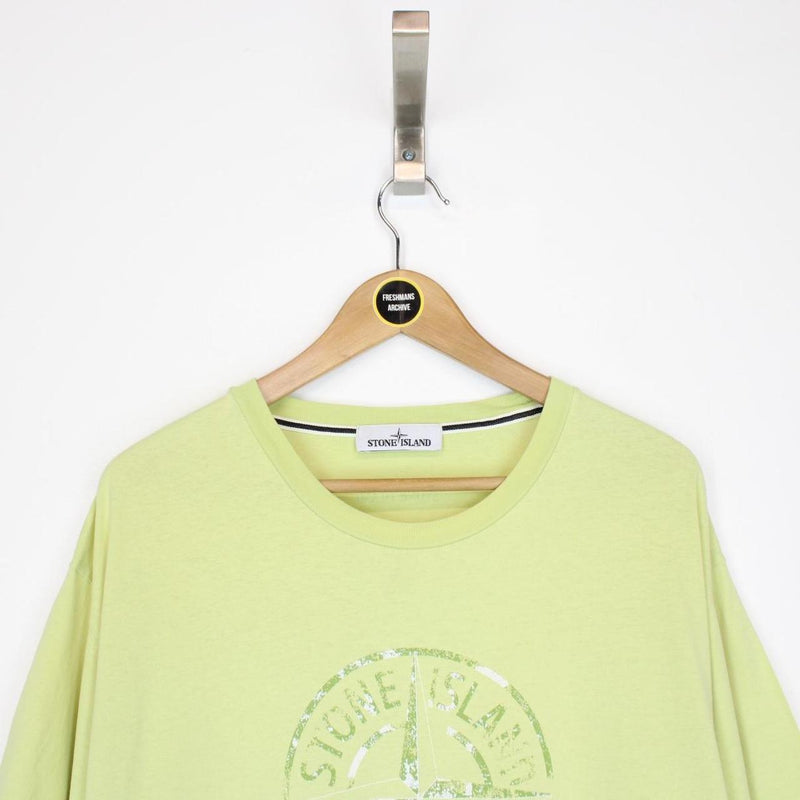 Stone Island SS 2017 Lime Green Short Sleeve Logo Print T-Shirt