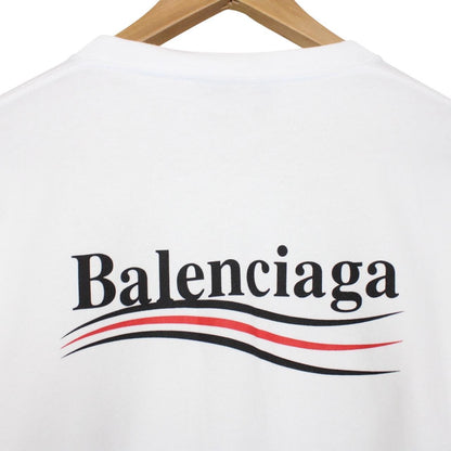 Balenciaga White Political Campaign Logo Short Sleeve Cotton T-Shirt