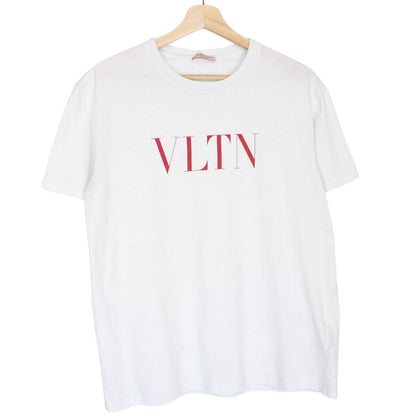 Valentino VLTN Logo Print White and Red Short Sleeve T-Shirt