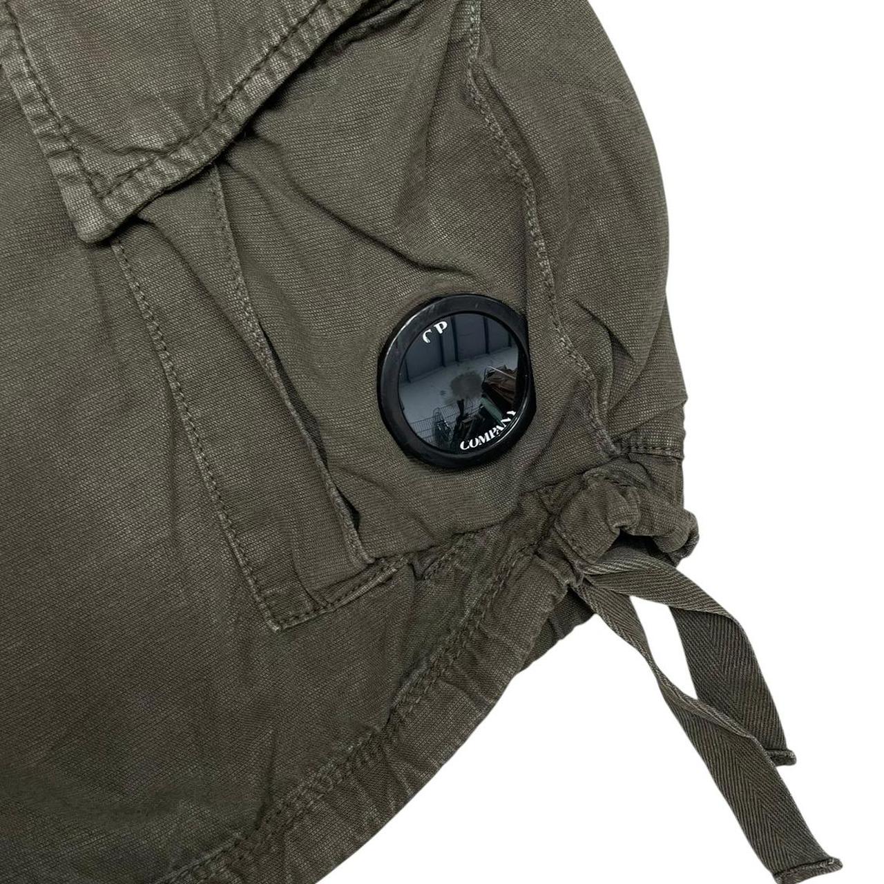CP Company Khaki Green Cotton Lens Cargo Shorts