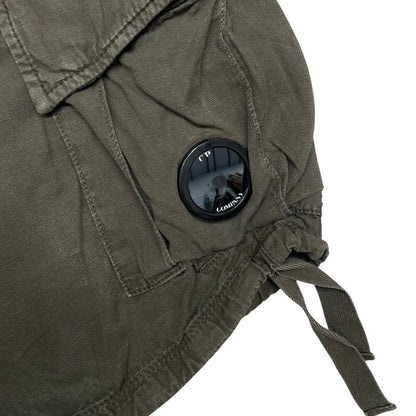CP Company Khaki Green Cotton Lens Cargo Shorts