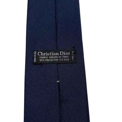 Vintage Christian Dior Navy Blue Polyester/Silk Tie