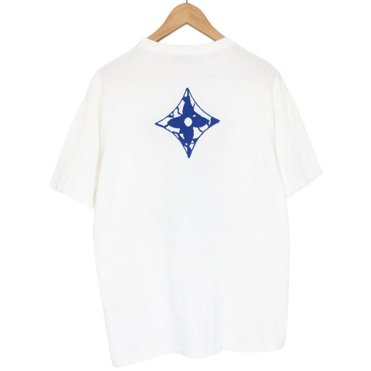 Louis Vuitton LV Ice Logo White and Blue Short Sleeve Cotton Knit T-Shirt