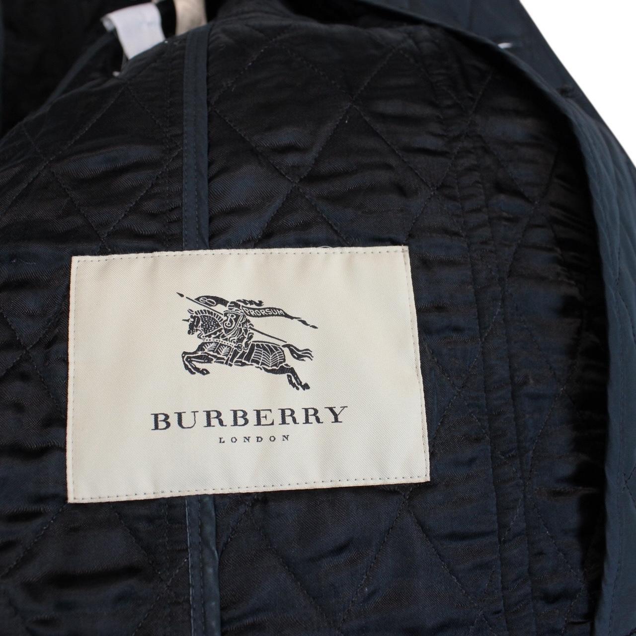 Burberry London Navy Blue Cotton Quilted Double Breasted Jacket