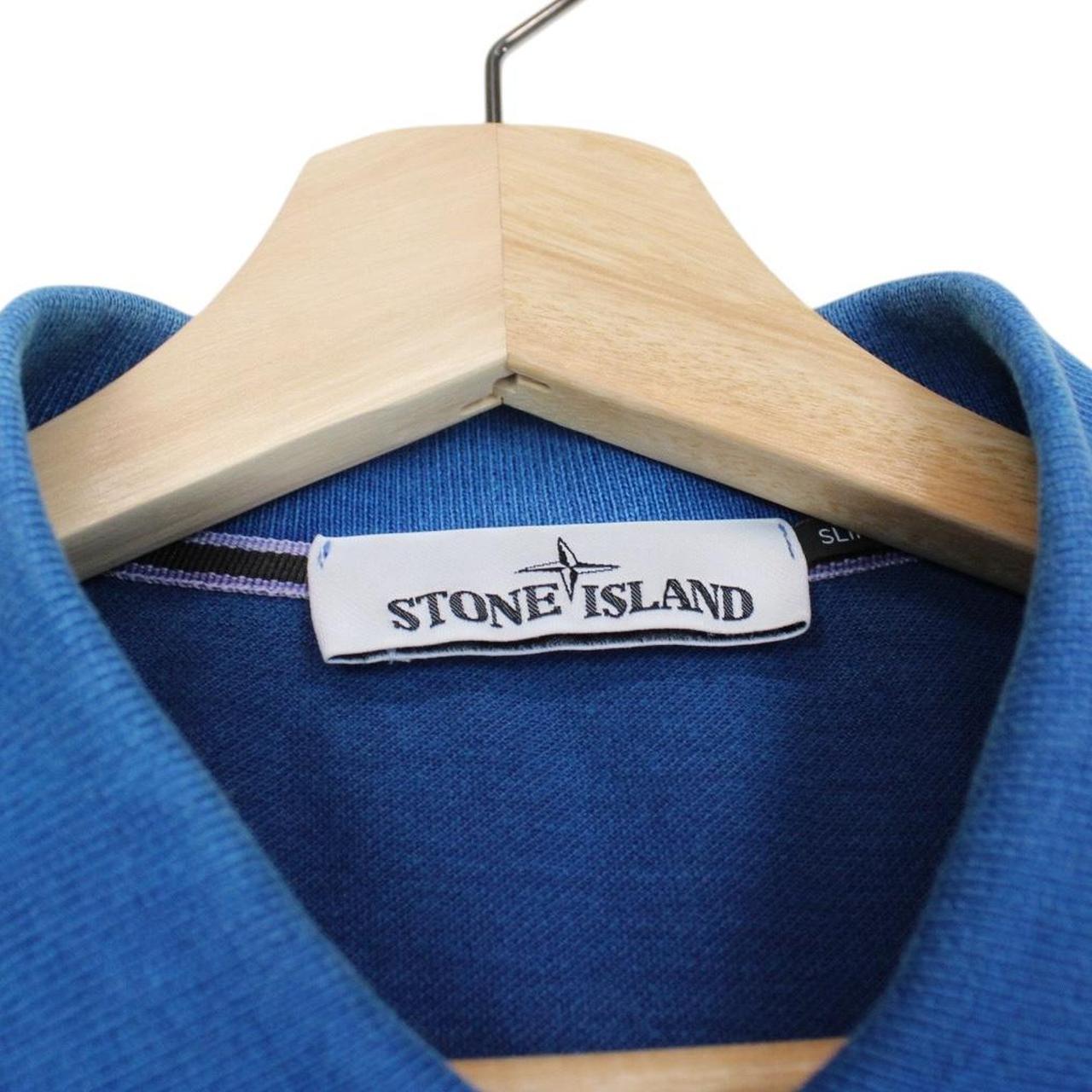 Stone Island AW 2017 Blue Short Sleeve Compass Cotton Polo Shirt
