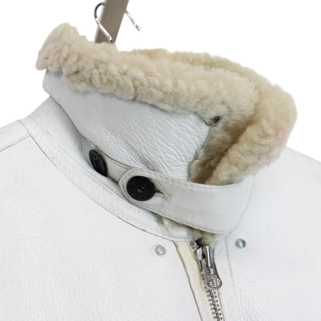 Vintage Stone Island AW 2006 White Shearling Sheepskin Hand-Painted Leather