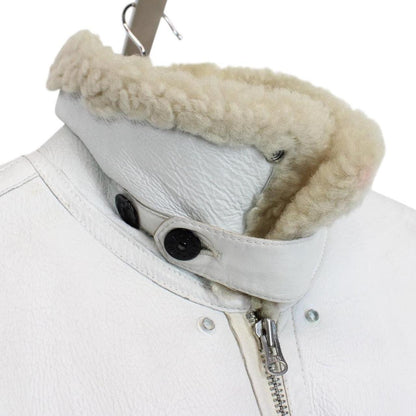 Vintage Stone Island AW 2006 White Shearling Sheepskin Hand-Painted Leather