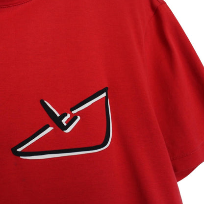 Fendi Red and Black Bag Bug Eyes Short Sleeve Cotton T-Shirt