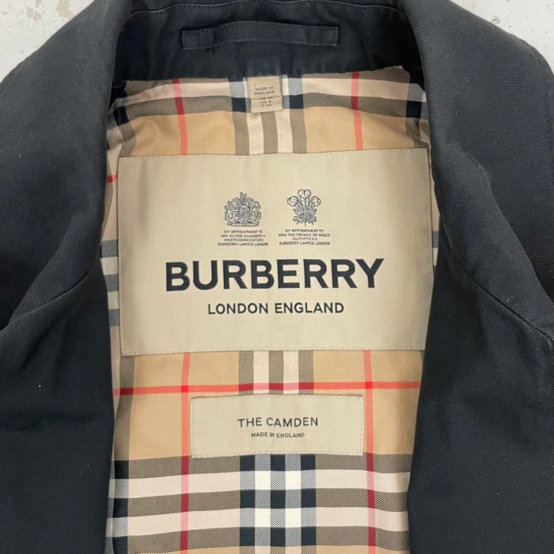 Burberry Camden Black Nova Check Cotton Gabardine Trench Coat