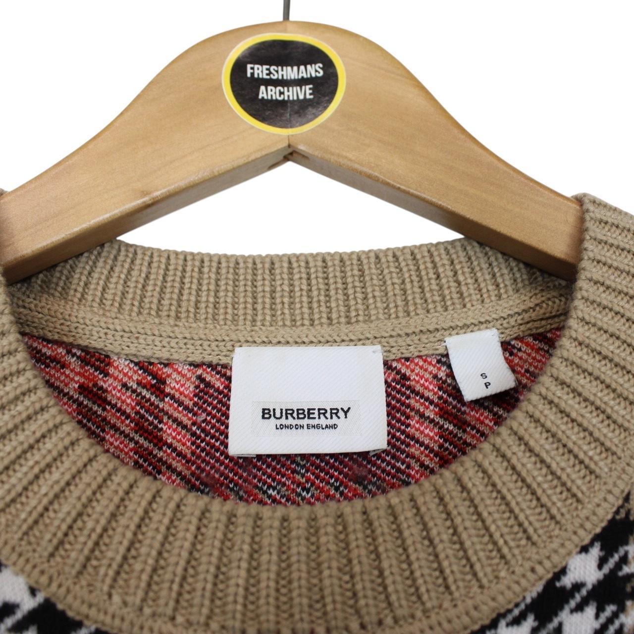 Burberry Tan Brown Nova Check Merino Wool Jumper