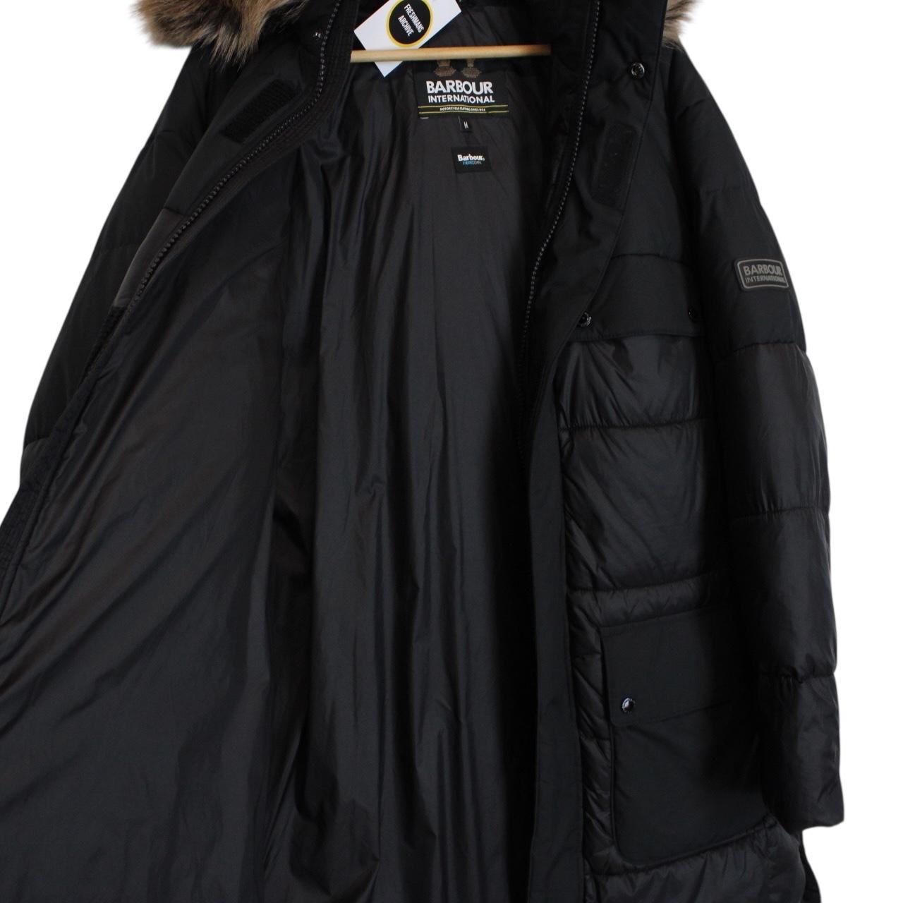 Barbour International Black Contrast Redford Faux Fur Hooded Parka Coat