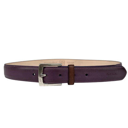 Paul Smith purple leather belt handcrafted in Spain with subtle storage marks.
