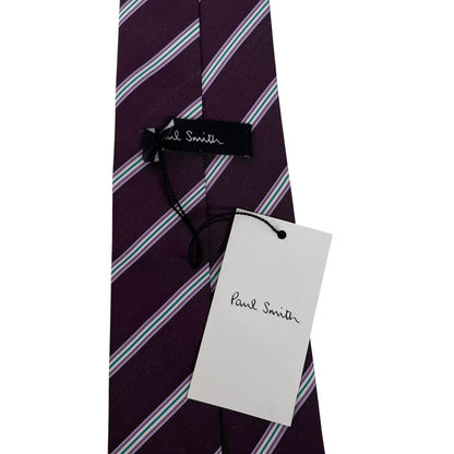 Paul Smith purple striped silk blend tie with logo detail and brand new tags.