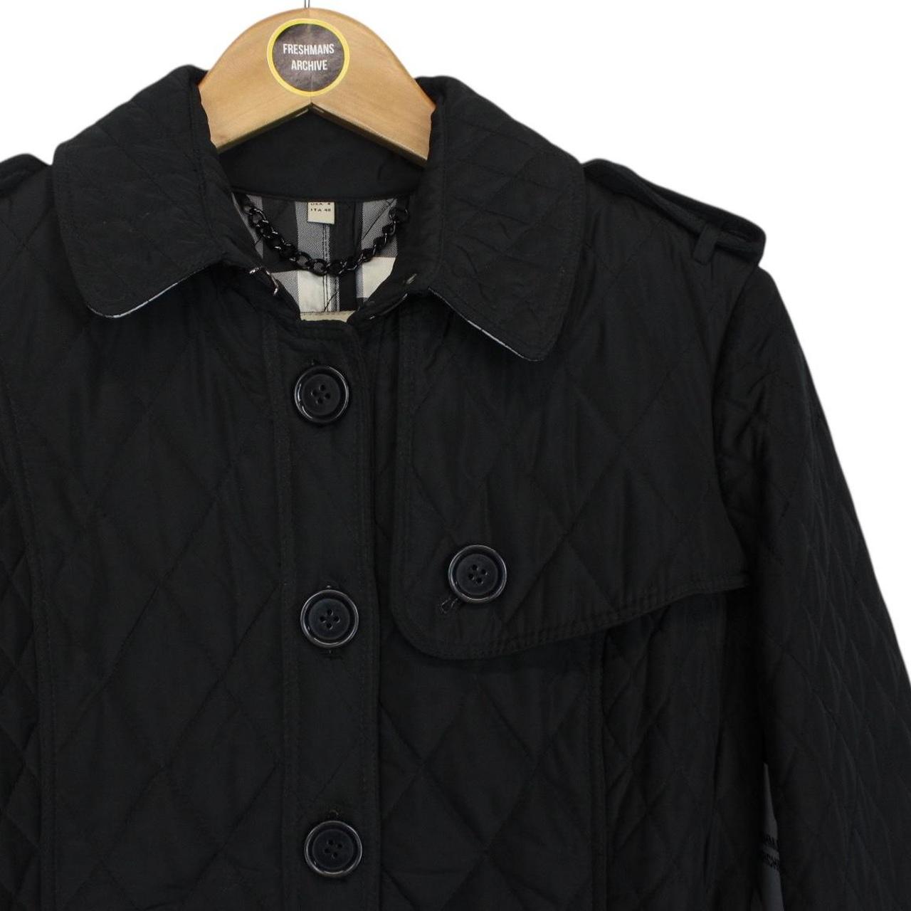 Burberry London Black Nova Check Quilted Belted Trench Coat