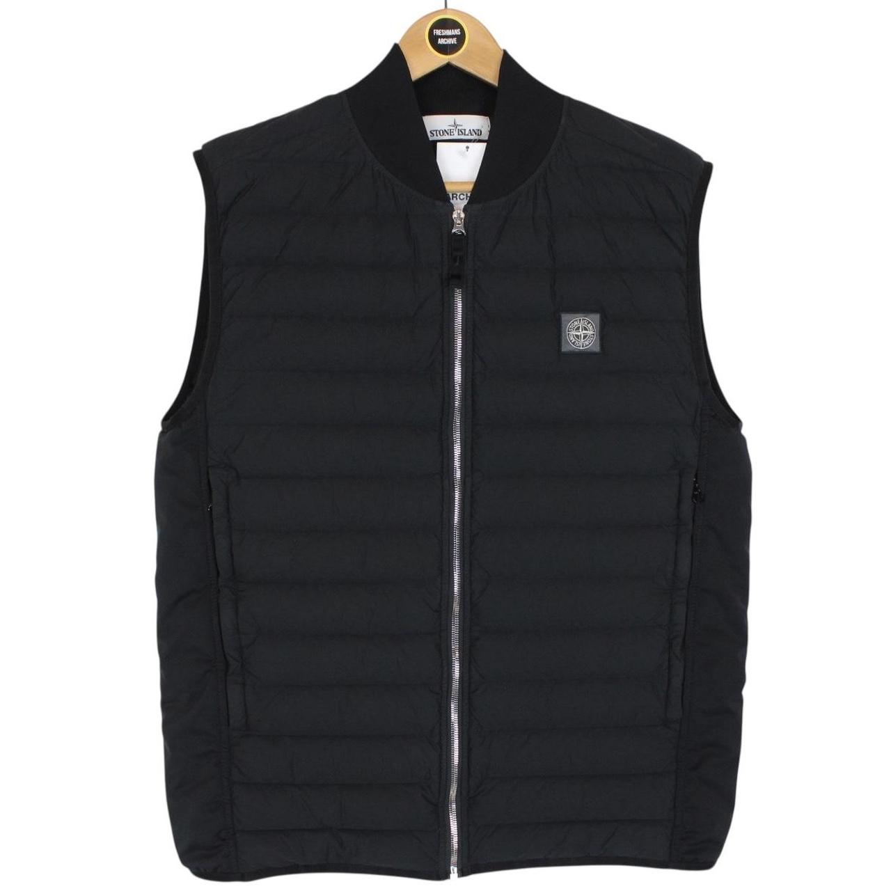 Stone Island AW 2020 Loom Woven Chambers Stretch Nylon TC Black Down Gilet