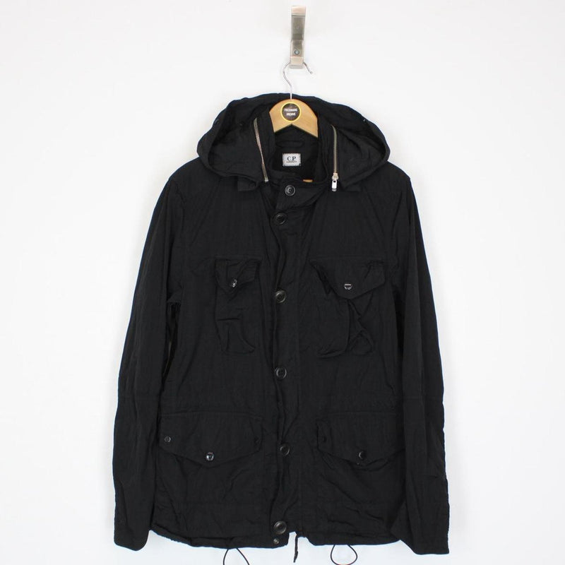 CP Company Black Full Zip Chrome Nylon Garment Dyed Goggle Jacket