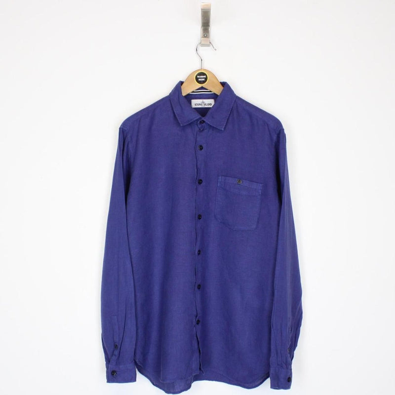 Stone Island SS 2013 Blue Long Sleeve Linen Shirt