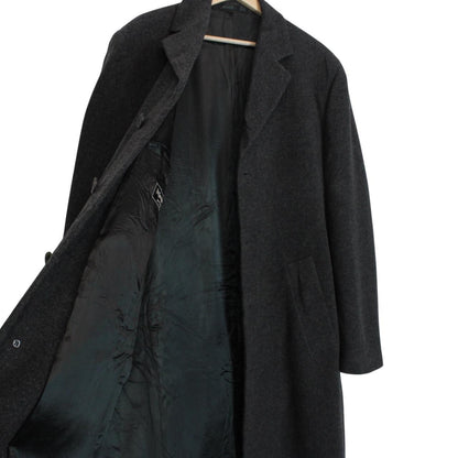 Vintage 90s Yves Saint Laurent Dark Grey Wool Overcoat