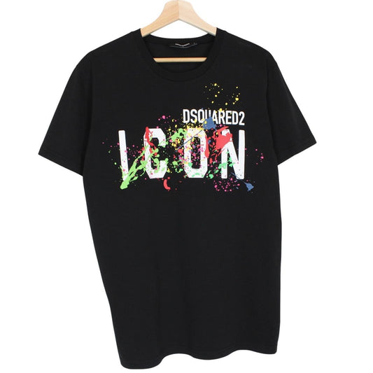 Dsquared2 Black and Multicoloured Paint Splatter Print Short Sleeve T-Shirt