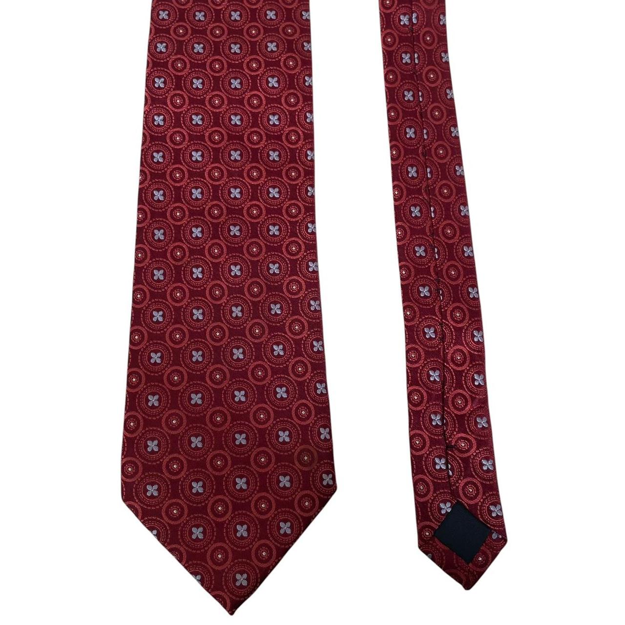 Vintage Aquascutum Burgundy Geometric Print Silk Tie