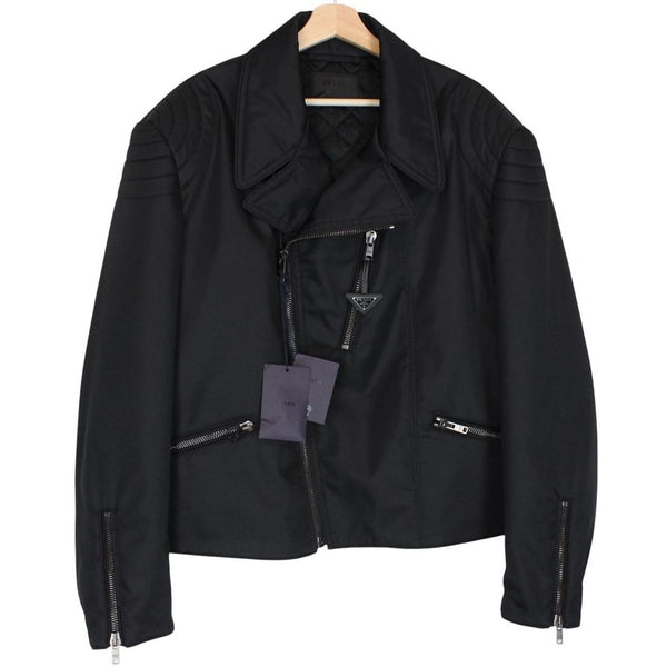 Prada Re-Nylon Veste De Moto Black Padded Biker Jacket