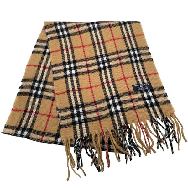 Vintage 90s Burberry Beige Nova Check Cashmere Scarf