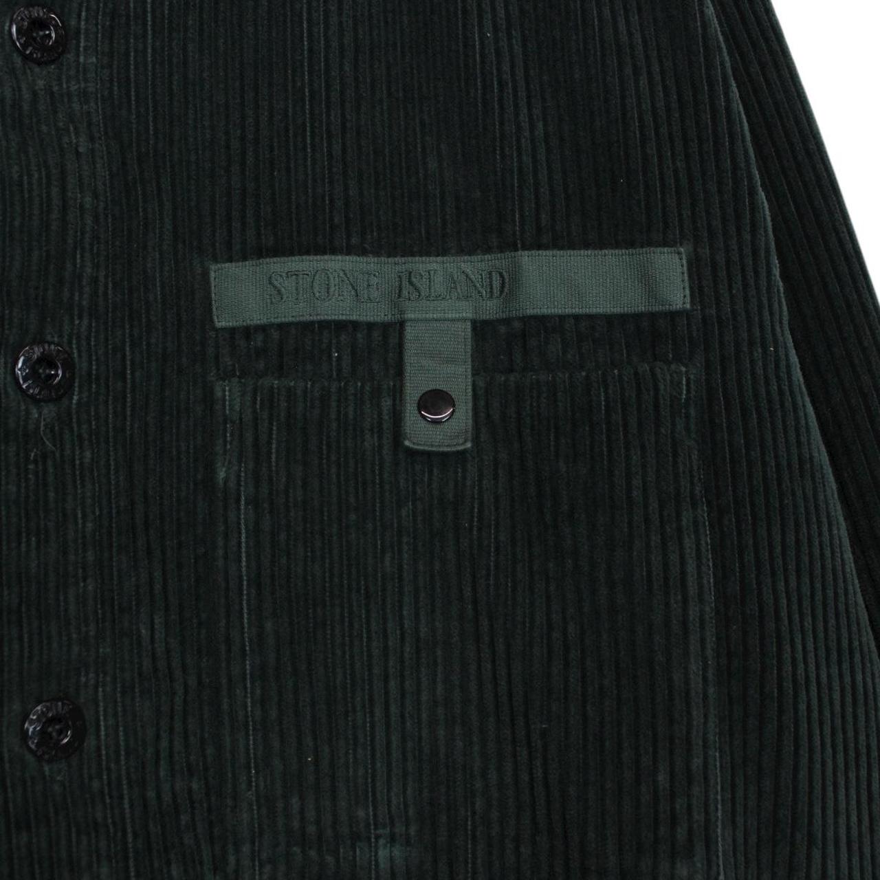 Stone Island AW 2022 Dark Green Long Sleeve Spellout Corduroy Shirt