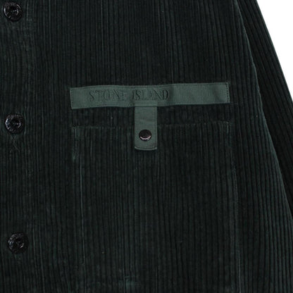 Stone Island AW 2022 Dark Green Long Sleeve Spellout Corduroy Shirt
