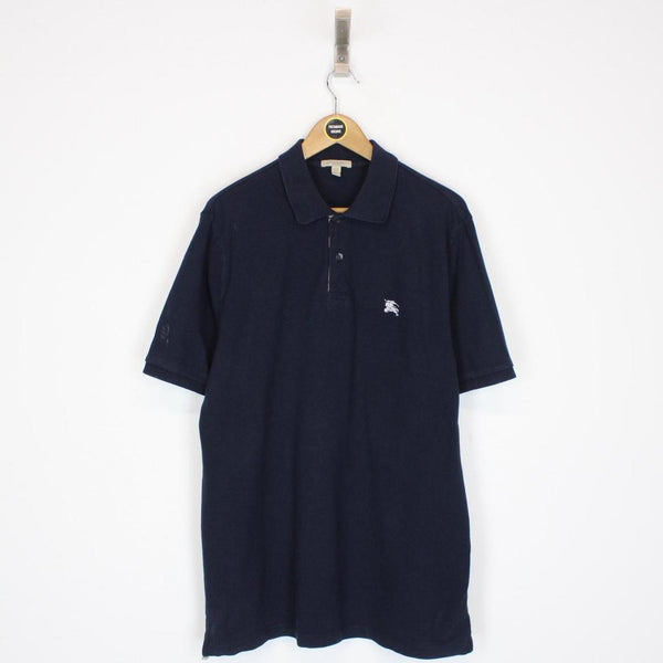 Burberry Brit Navy Blue Nova Check Detail Short Sleeve Cotton Polo Shirt