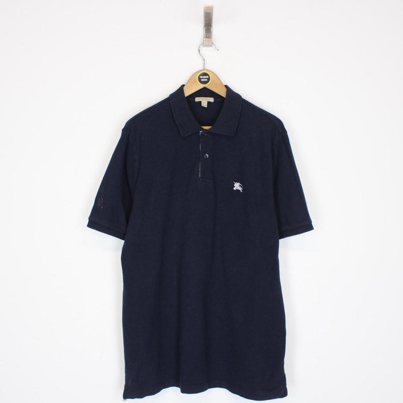 Burberry Brit Navy Blue Nova Check Detail Short Sleeve Cotton Polo Shirt
