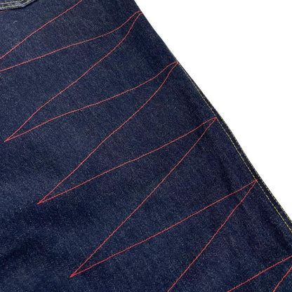 Palace straight jeans navy blue with red embroidered details and logo patch.